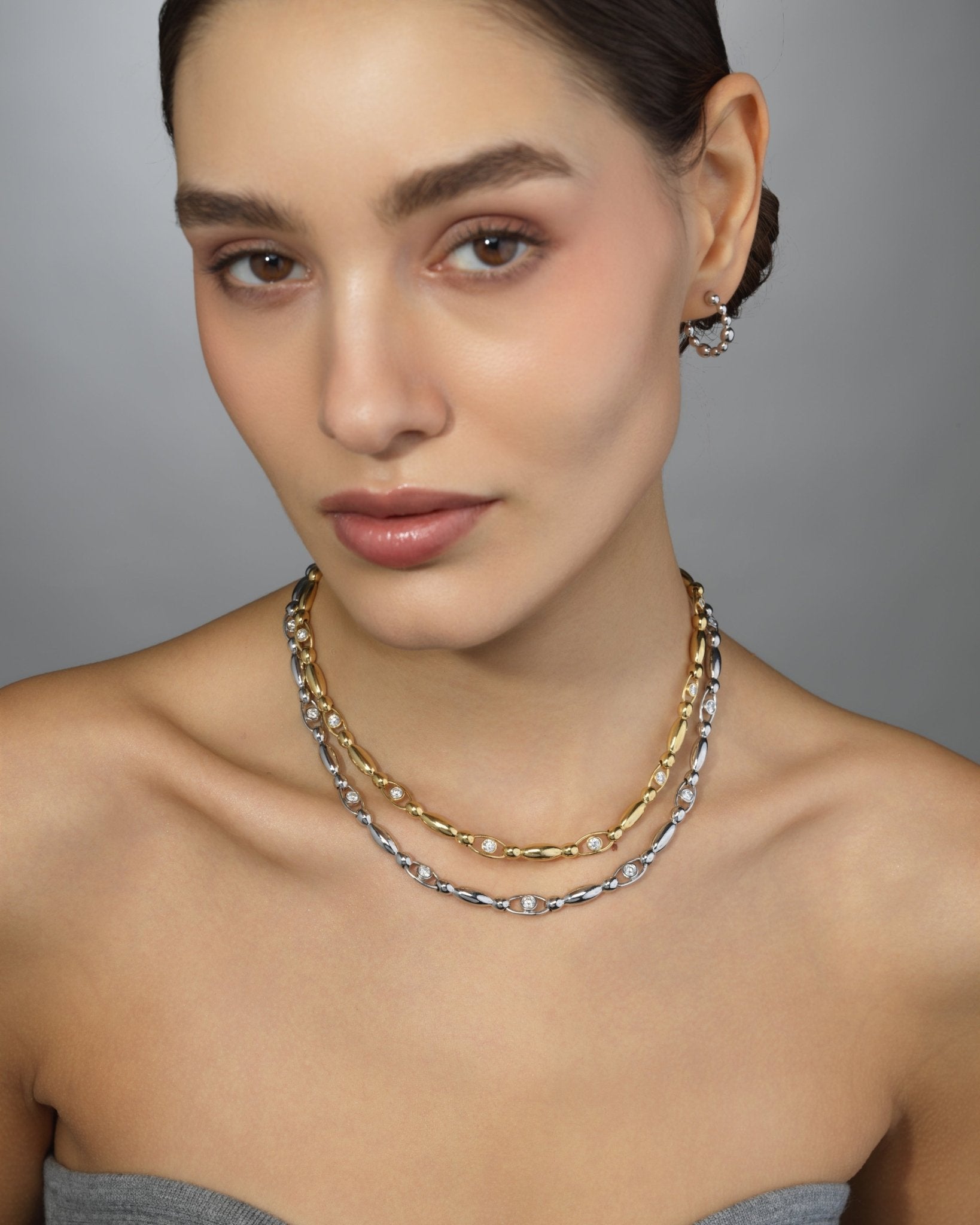 Signature Link Necklace with Diamonds IIAnne Baker