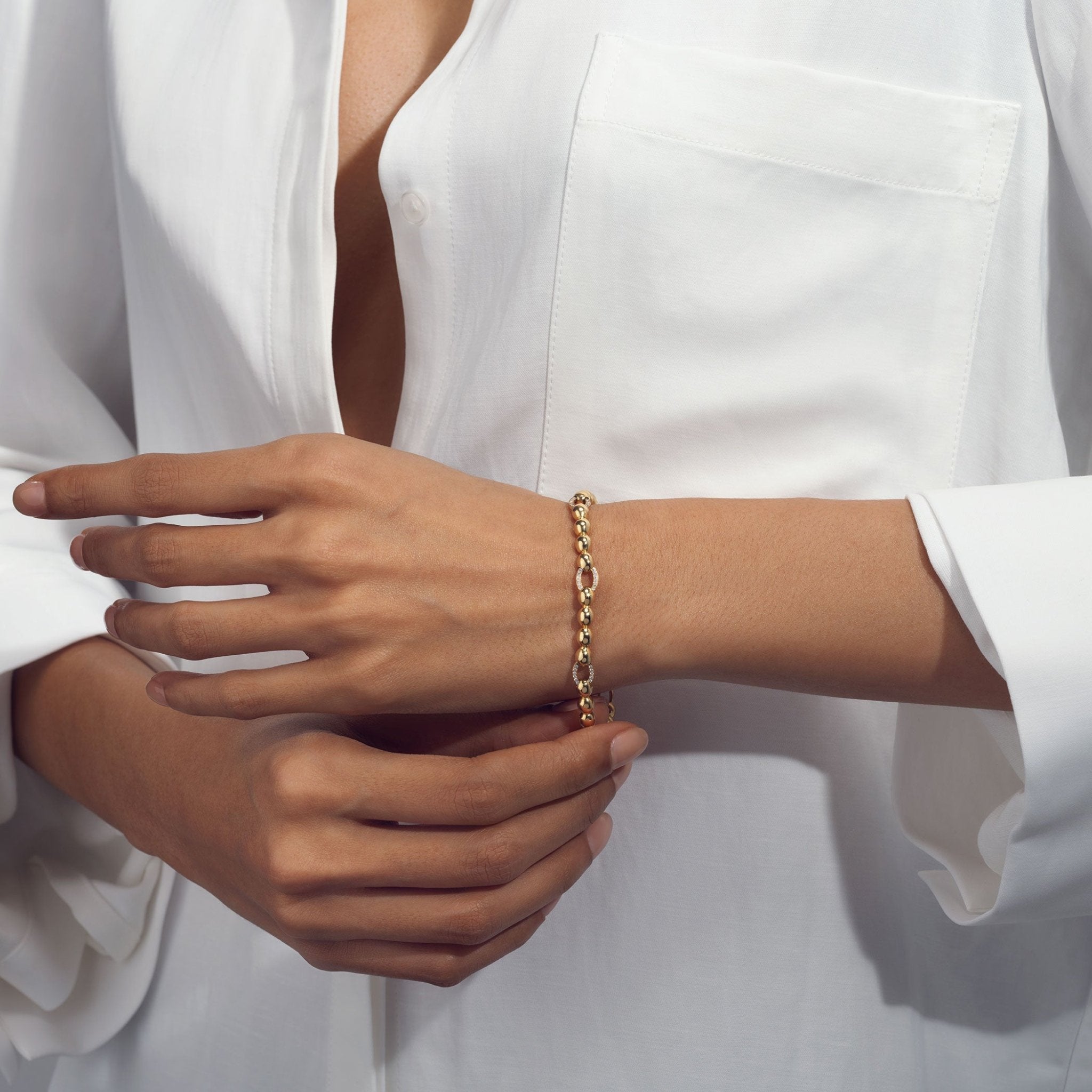 Signature Link Bracelet with Micro-Pavé DiamondsAnne Baker