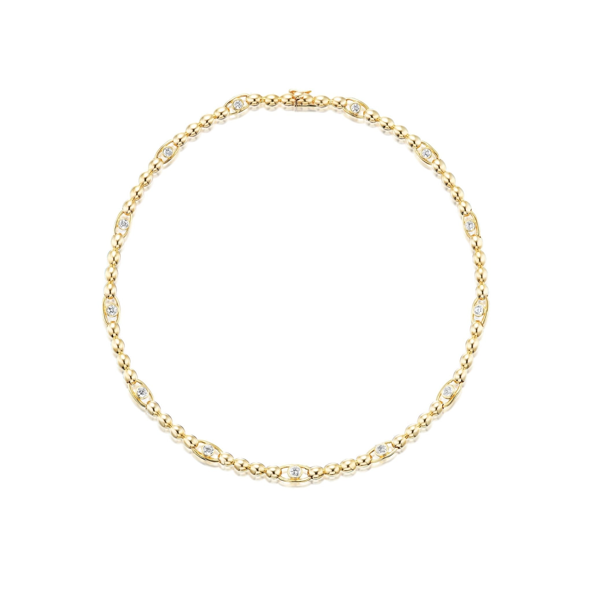 Signature Link Necklace with Diamonds in 18kAnne Baker