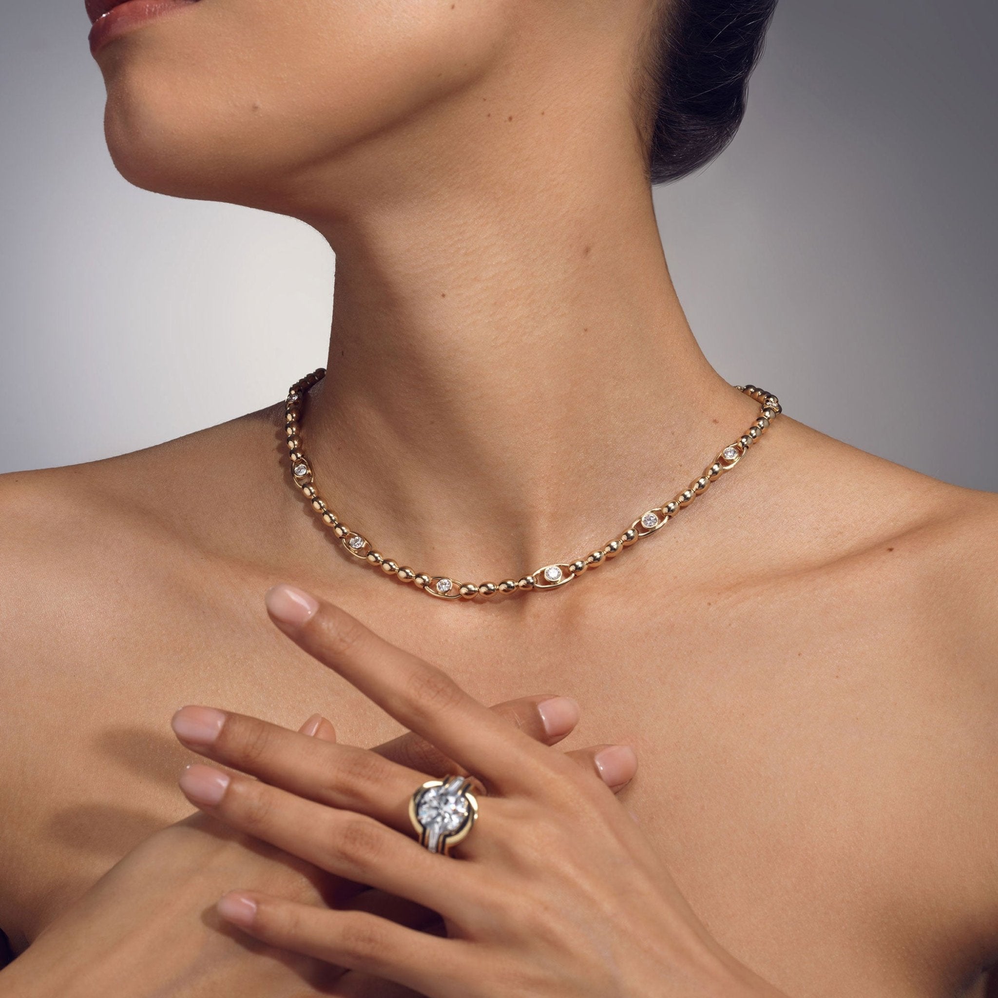 Signature Link Necklace with Diamonds in 18kAnne Baker