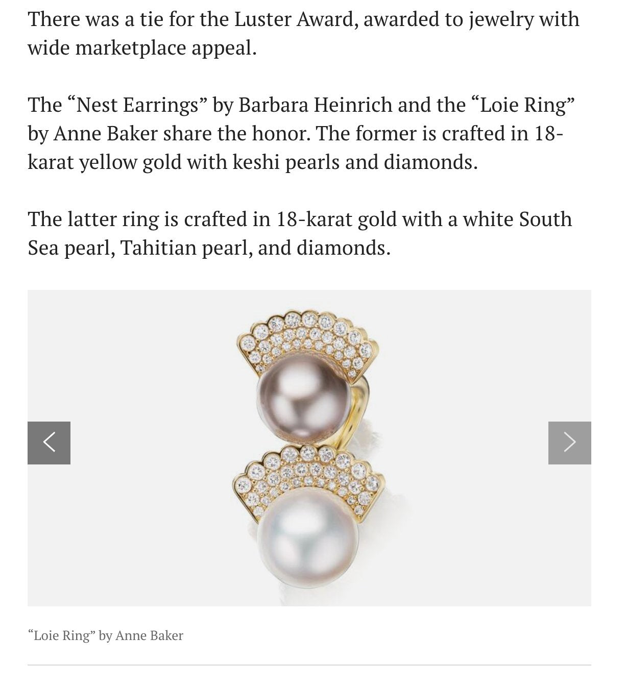 National Jeweler - Anne Baker