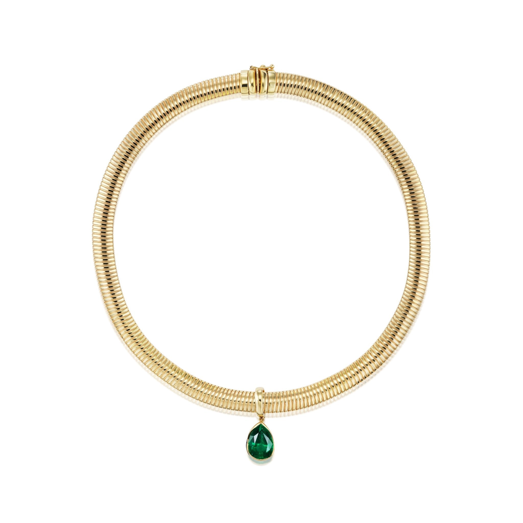 EMERALD ON GOLD 18K TUBOGAS COLLARAnne Baker