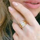 THREE MARQUISE RING SET IN 18K YELLOW GOLD - ANNE BAKERTHREE MARQUISE RING SET IN 18K YELLOW GOLDANNE BAKER