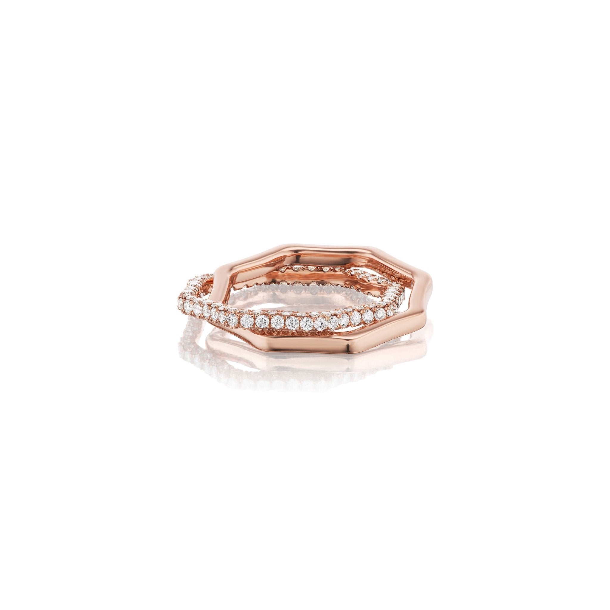 WAVE RING WITH TRIPLE ROW OF DIAMONDS - ANNE BAKERWAVE RING WITH TRIPLE ROW OF DIAMONDSANNE BAKER